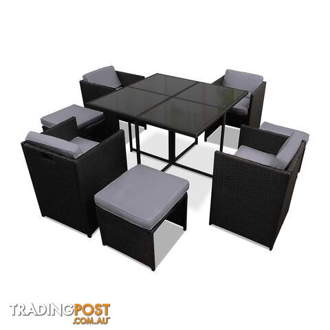 Hawaii Dining 9 Seater Set _ Black & Grey