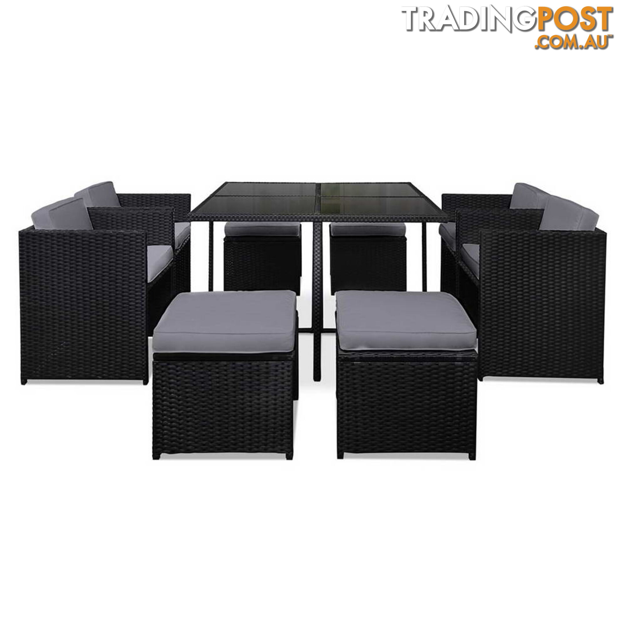 Hawaii Dining 9 Seater Set _ Black & Grey