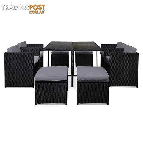 Hawaii Dining 9 Seater Set _ Black & Grey