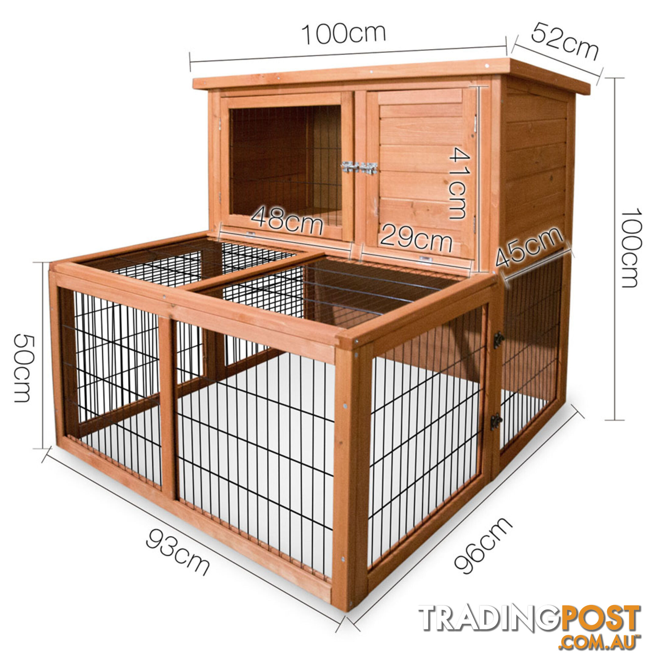 Deluxe 2 Storey Chicken Coop Guinea Pig Ferret Cage Rabbit Hutch Under Run