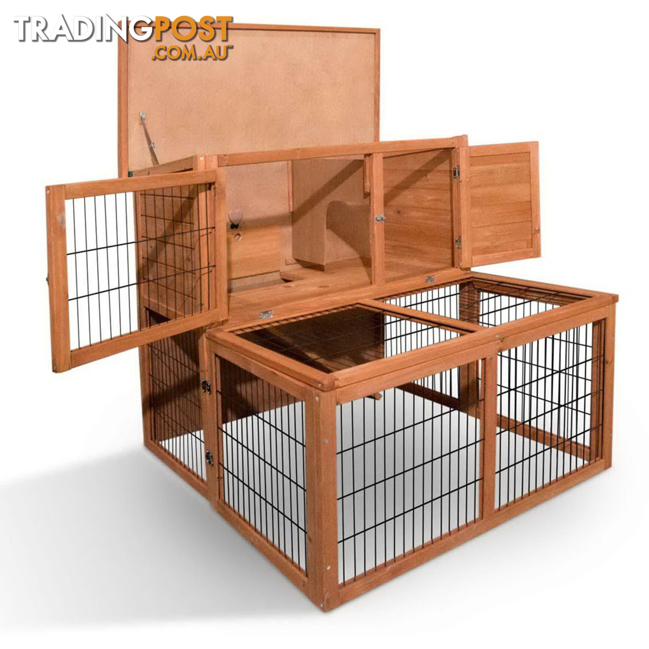 Deluxe 2 Storey Chicken Coop Guinea Pig Ferret Cage Rabbit Hutch Under Run