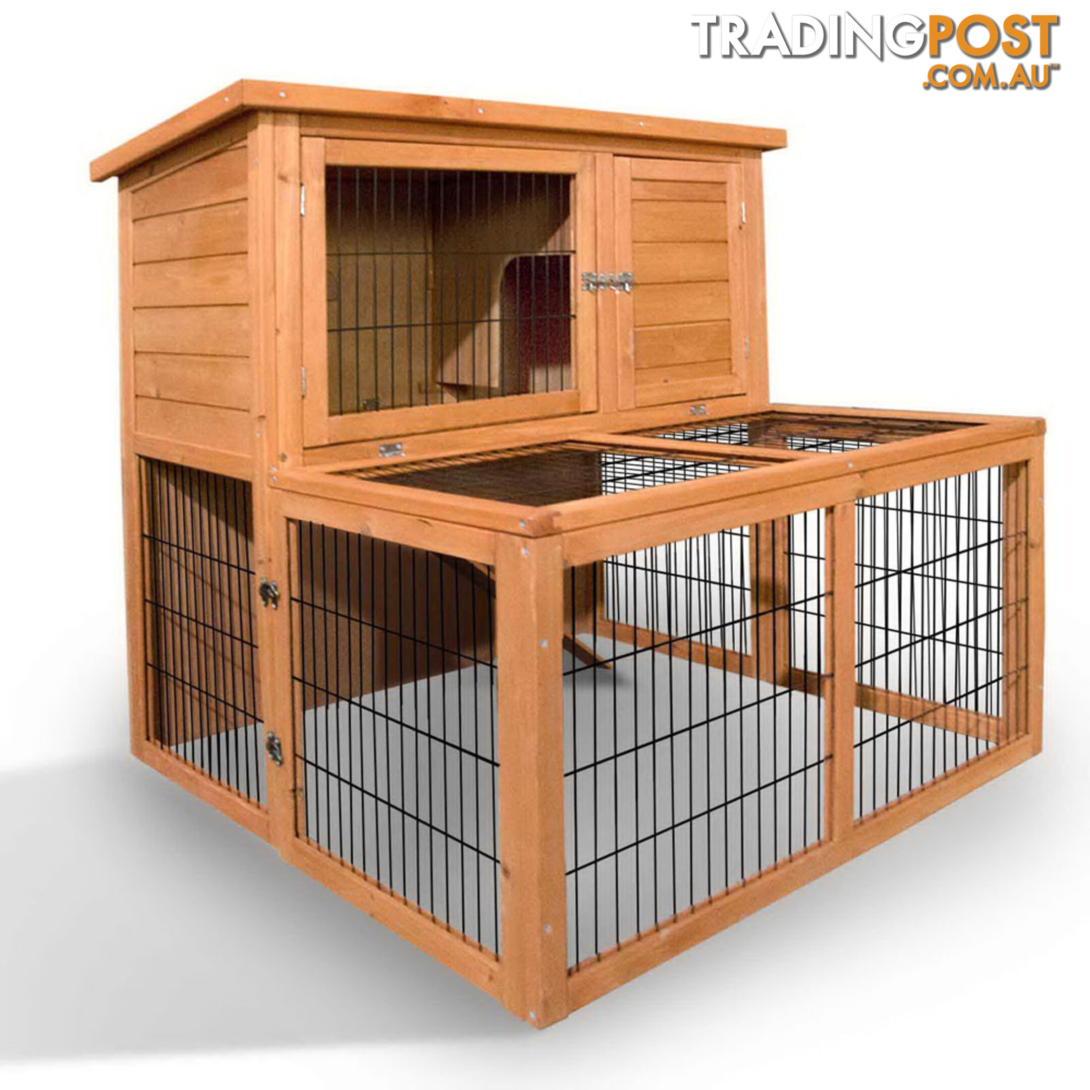 Deluxe 2 Storey Chicken Coop Guinea Pig Ferret Cage Rabbit Hutch Under Run