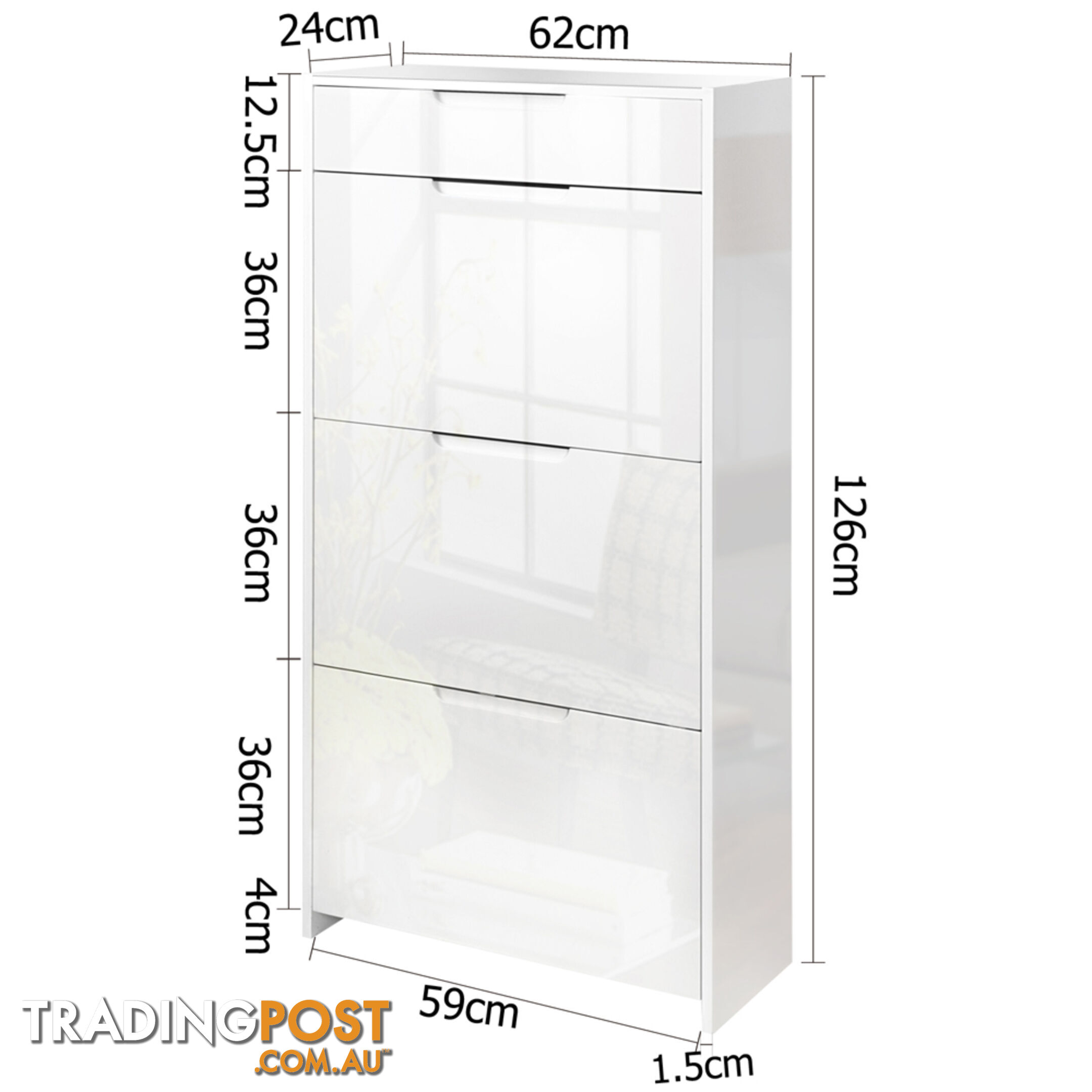 High Gloss Shoe Cabinet Rack White