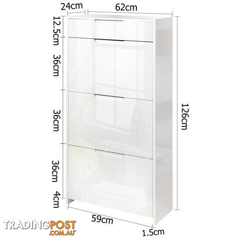 High Gloss Shoe Cabinet Rack White