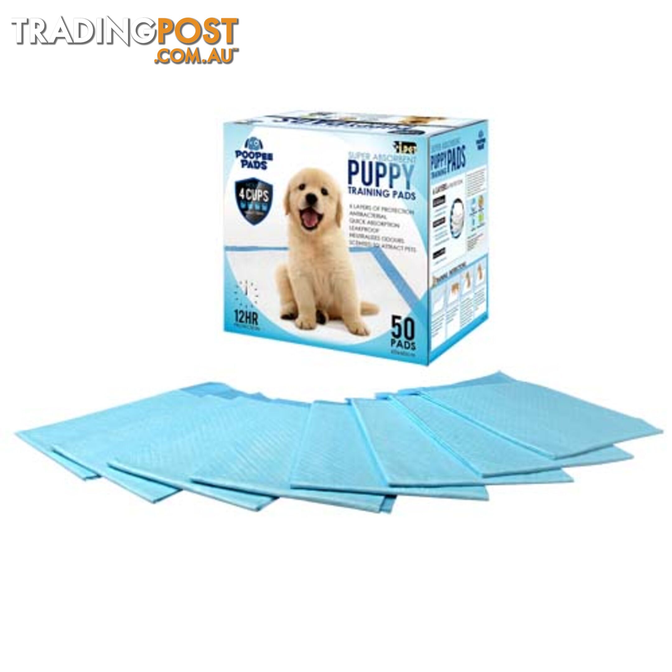 50 Puppy Toilet Pads Super Absorbent Pet Cat Dog Pee Potty Training Pad Blue