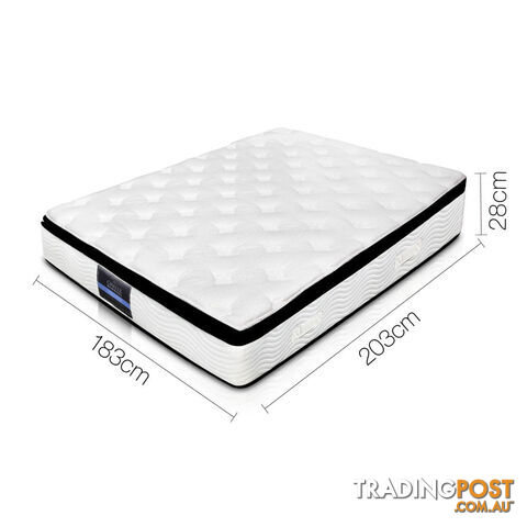 Luxury Mattress 28cm Natural Latex Pillow Top 5 Zone Pocket Spring Bed King