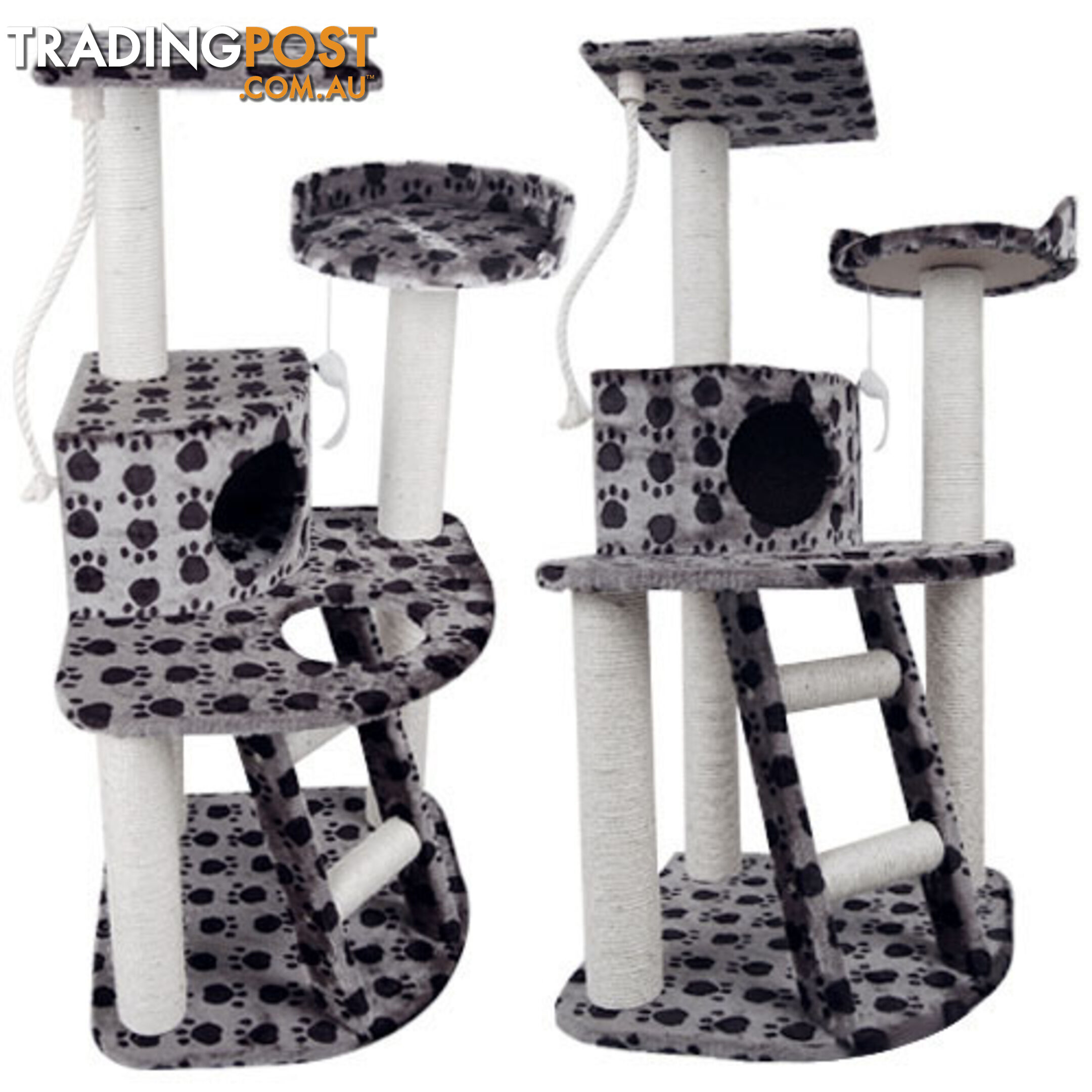 120cm Cat Post Furniture Tree Gym House Condo Kitten Scratching Poles Black Grey