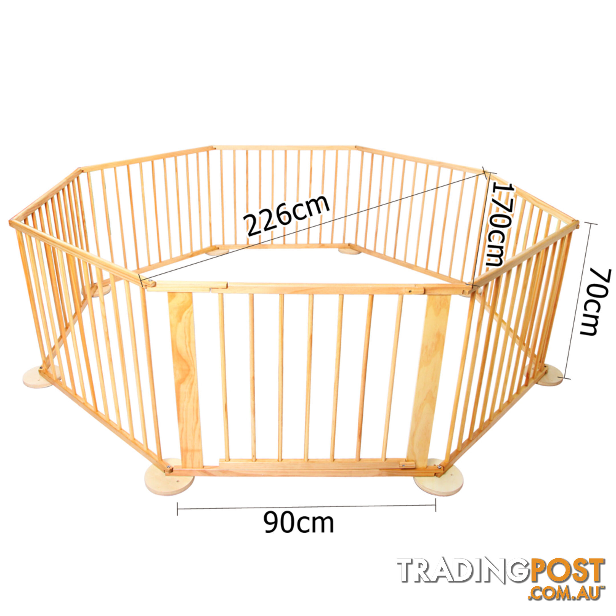 8 Panel Sturdy Baby Playpen Natural Wooden Kids Toddler Safety Divider Gate