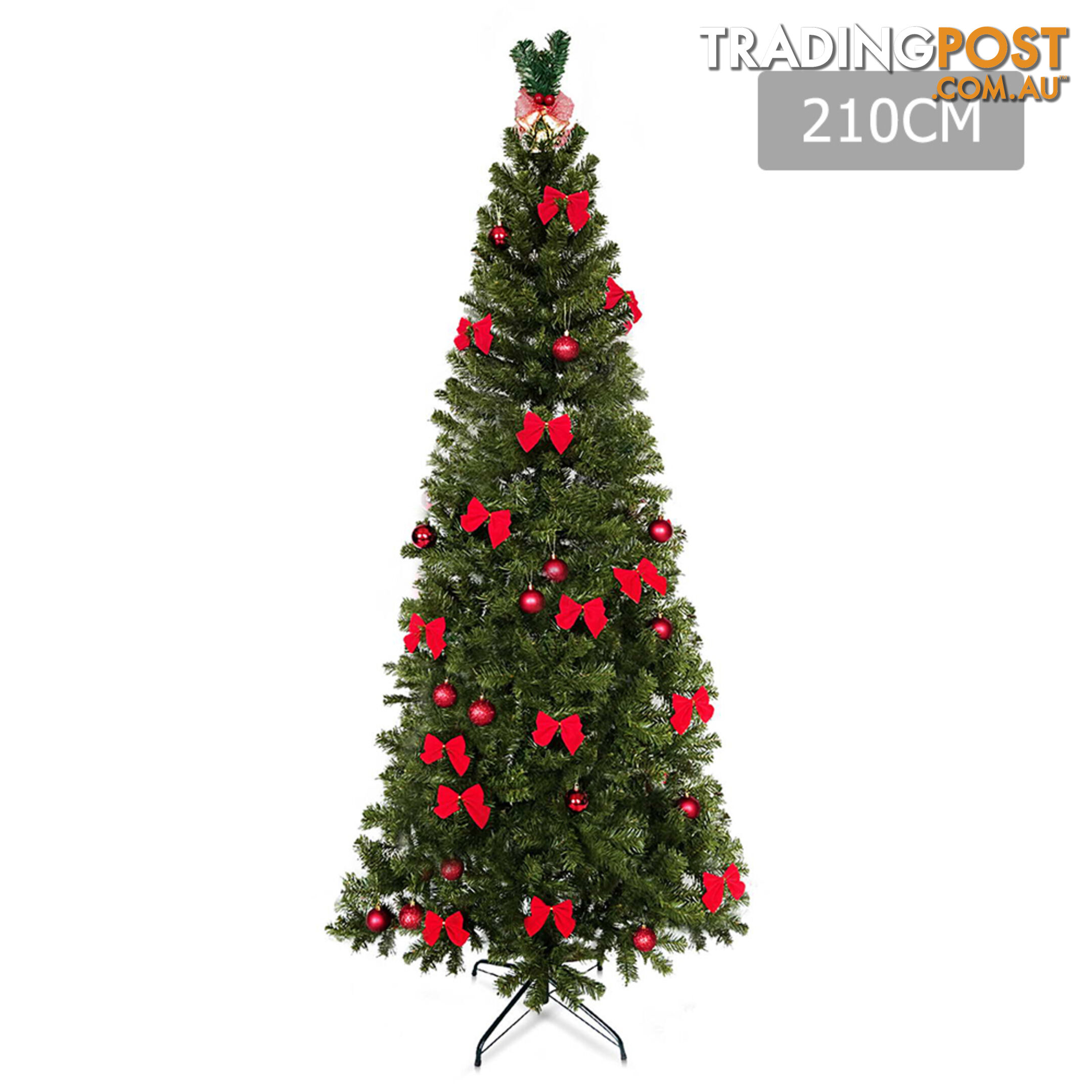 7FT Premium Christmas Tree Free Ornament 210CM Xmas Decorate Steel Base Green