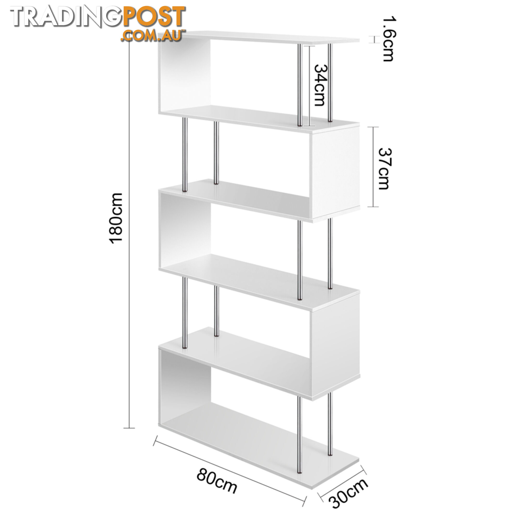 5 Tier Display/Book/Storage Shelf Unit White