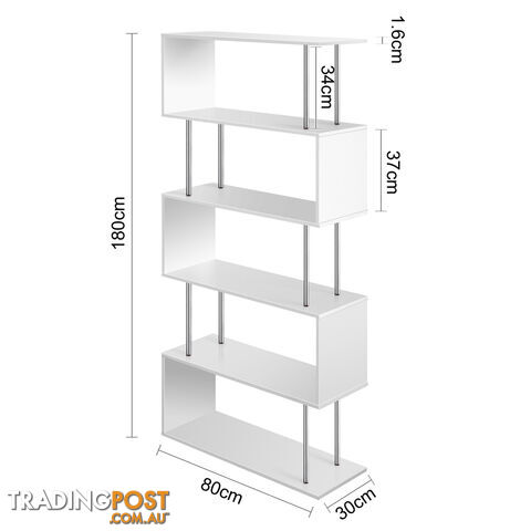 5 Tier Display/Book/Storage Shelf Unit White