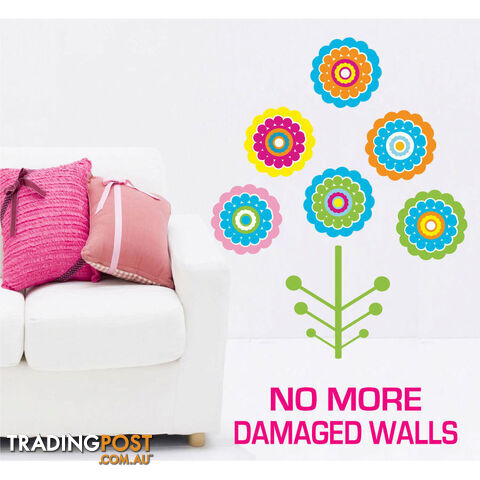 Medium Size Colourful Flower Tree Wall Stickers - Totally Movable