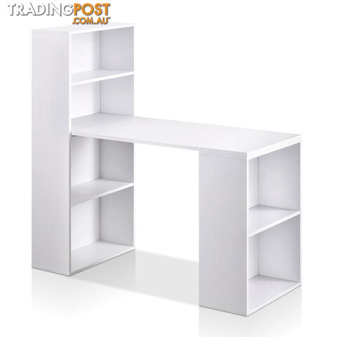 6 Storage Shelf Office Computer Desk White