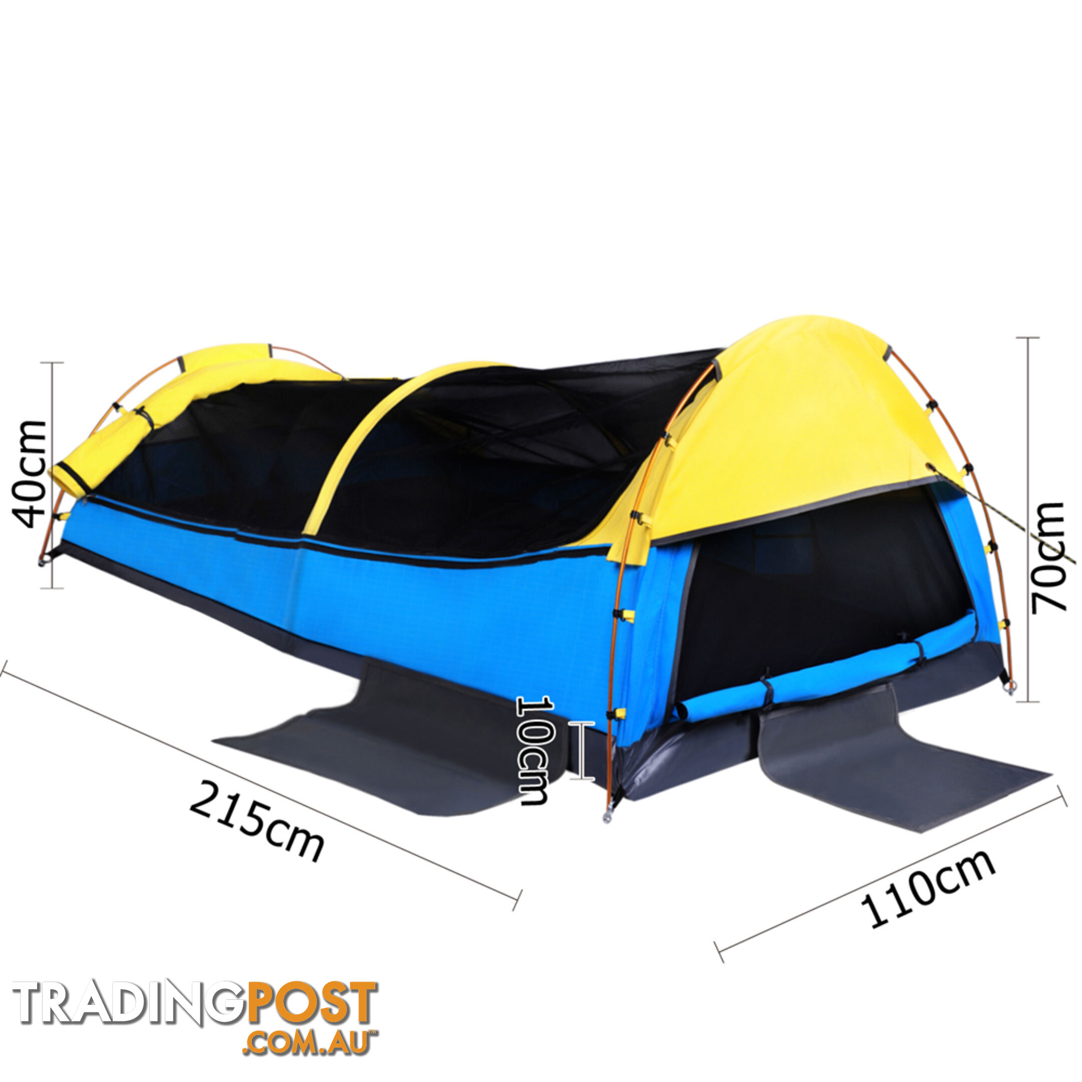 King Single Swag Camping Extra Large Deluxe Swags Canvas Tent Yellow Blue