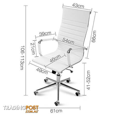 PU Leather High Back Executive Computer Office Chair Eames Replica White