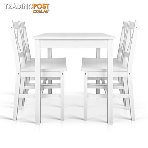 Pine Wood Dining Table Chairs Set Kitchen Cafe 5PCS 4 Seater Wooden Rectangular