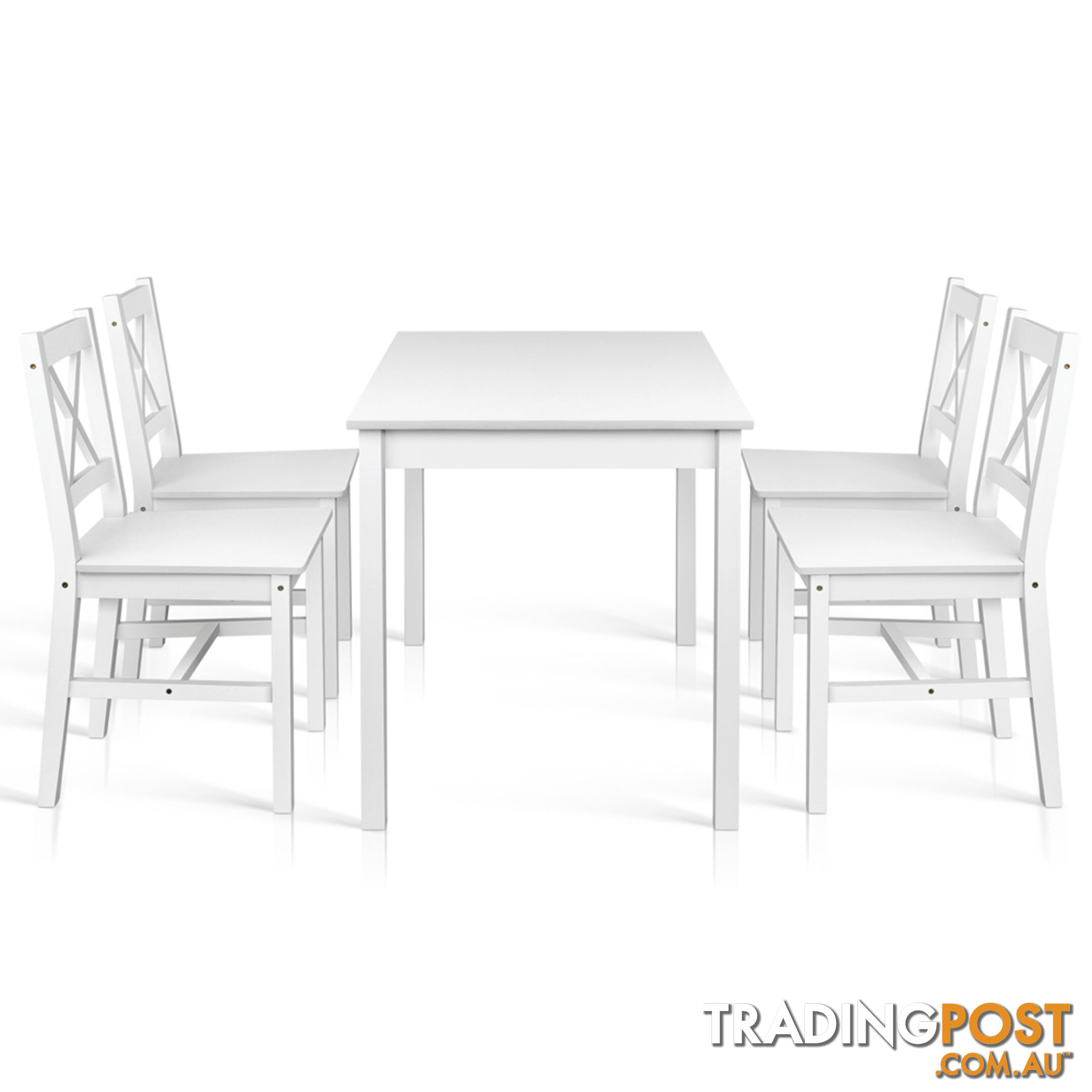 Pine Wood Dining Table Chairs Set Kitchen Cafe 5PCS 4 Seater Wooden Rectangular