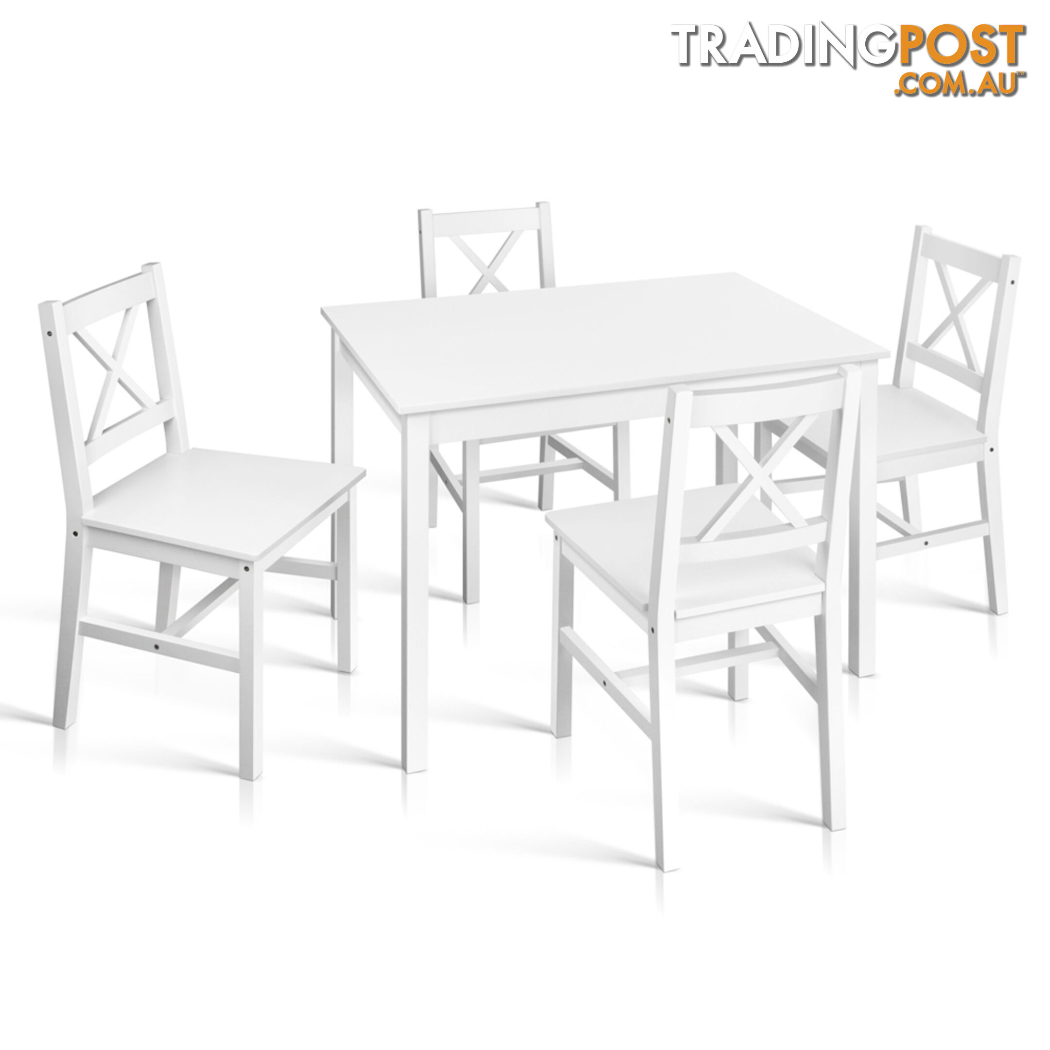 Pine Wood Dining Table Chairs Set Kitchen Cafe 5PCS 4 Seater Wooden Rectangular