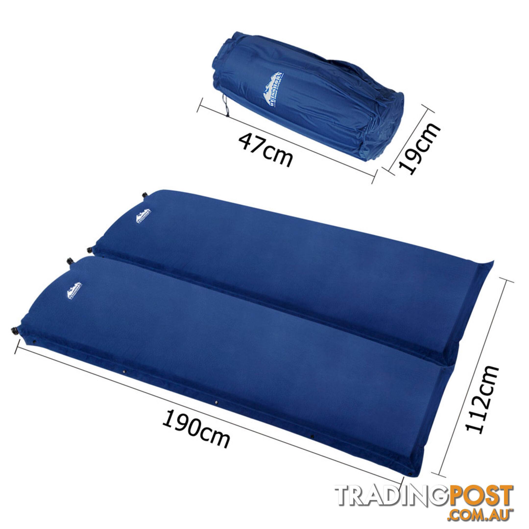 Double Self Inflating Sleeping Mats 10cm Blow Up Mattress Camping Hiking Air Bed