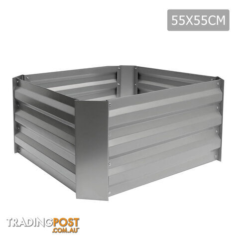 Galvanised Raised Garden Bed 55 x 55cm Aluminium White