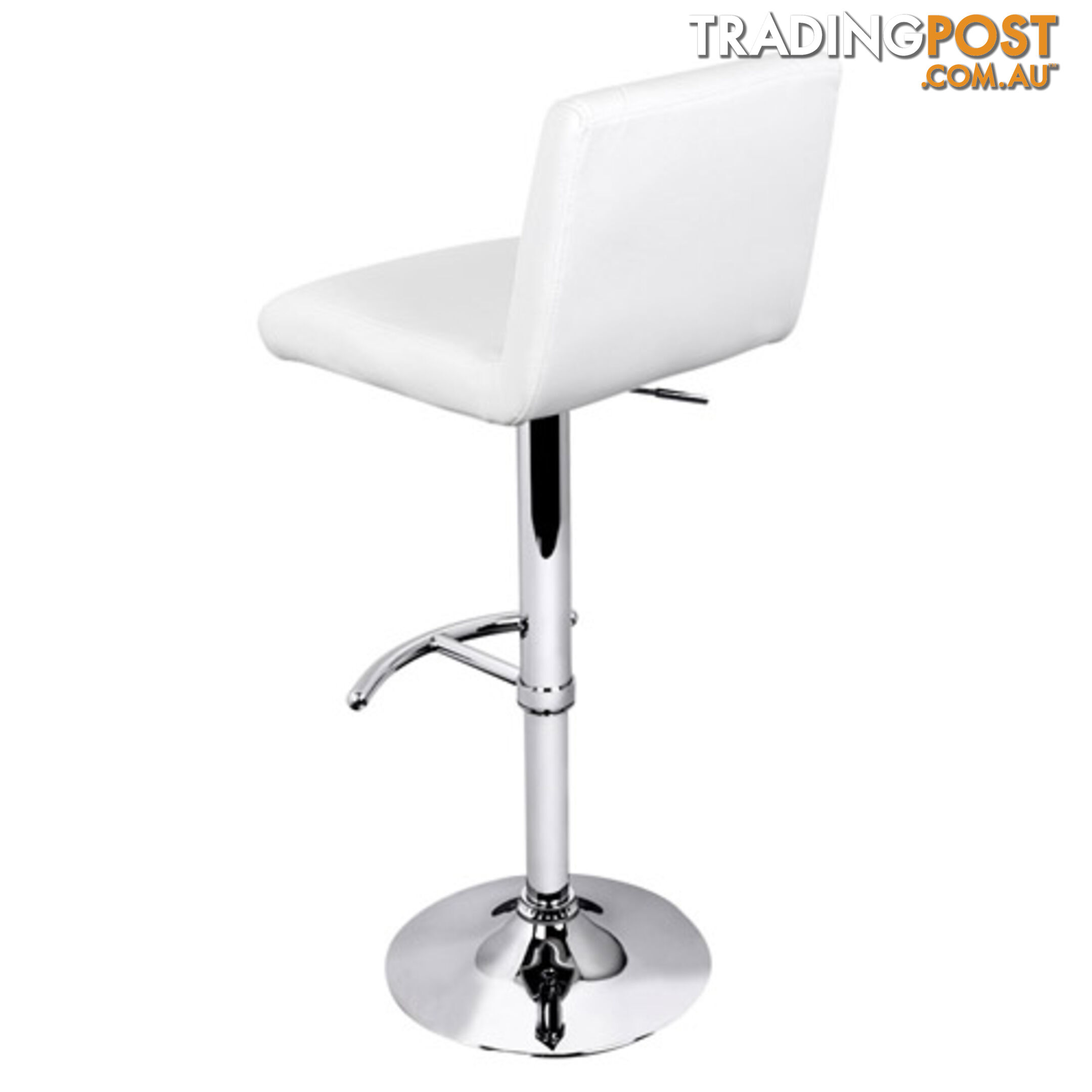 2 x PU Leather Gas Lift Bar Stool Kitchen Chair White