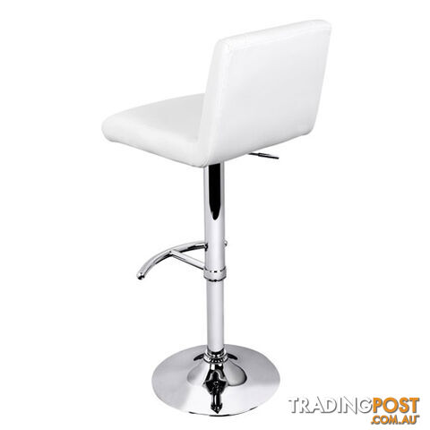 2 x PU Leather Gas Lift Bar Stool Kitchen Chair White