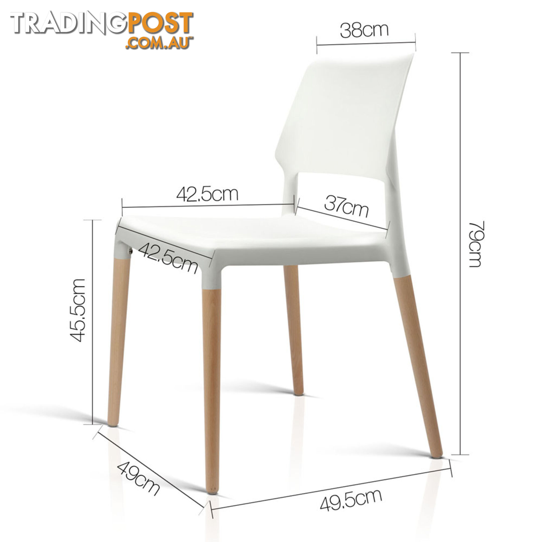 4xStackable Belloch Replica Dining Chair Kitchen Restaurant Cafe Bar Stool White