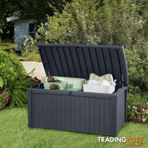 Keter Borneo Indoor Outdoor Storage 400L Weatherproof Garden Bench Box Grey