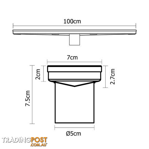 Heelguard Stainless Steel Shower Grate Waste Linear Bathroom Drain Floor 1000mm