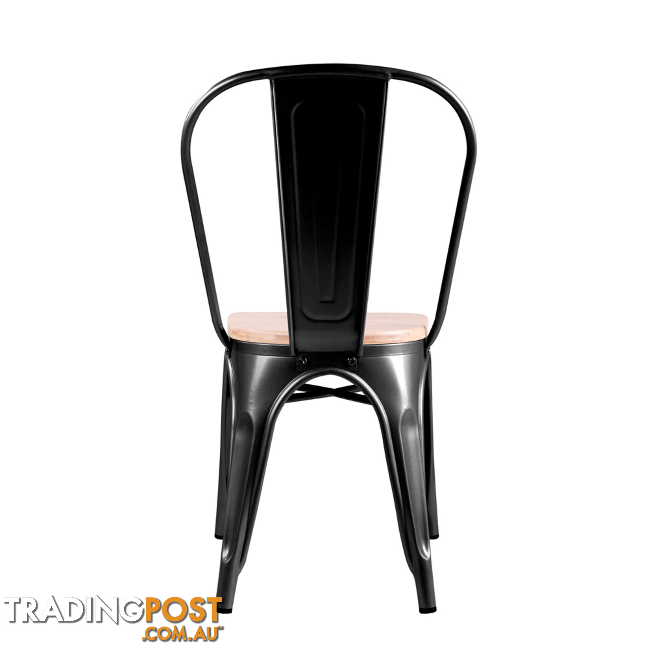 Set of 2 Replica Tolix Dining Metal Chair Bamboo Seat Gloss Black