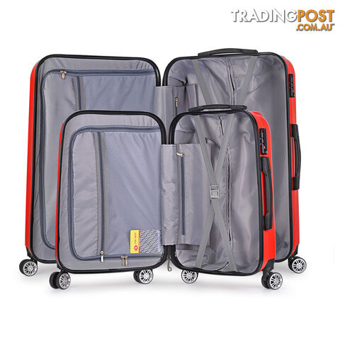 2PCS Luggage Set Hard Shell 4 Wheels Suitcase TSA Lock Travel Carry On Bag Red