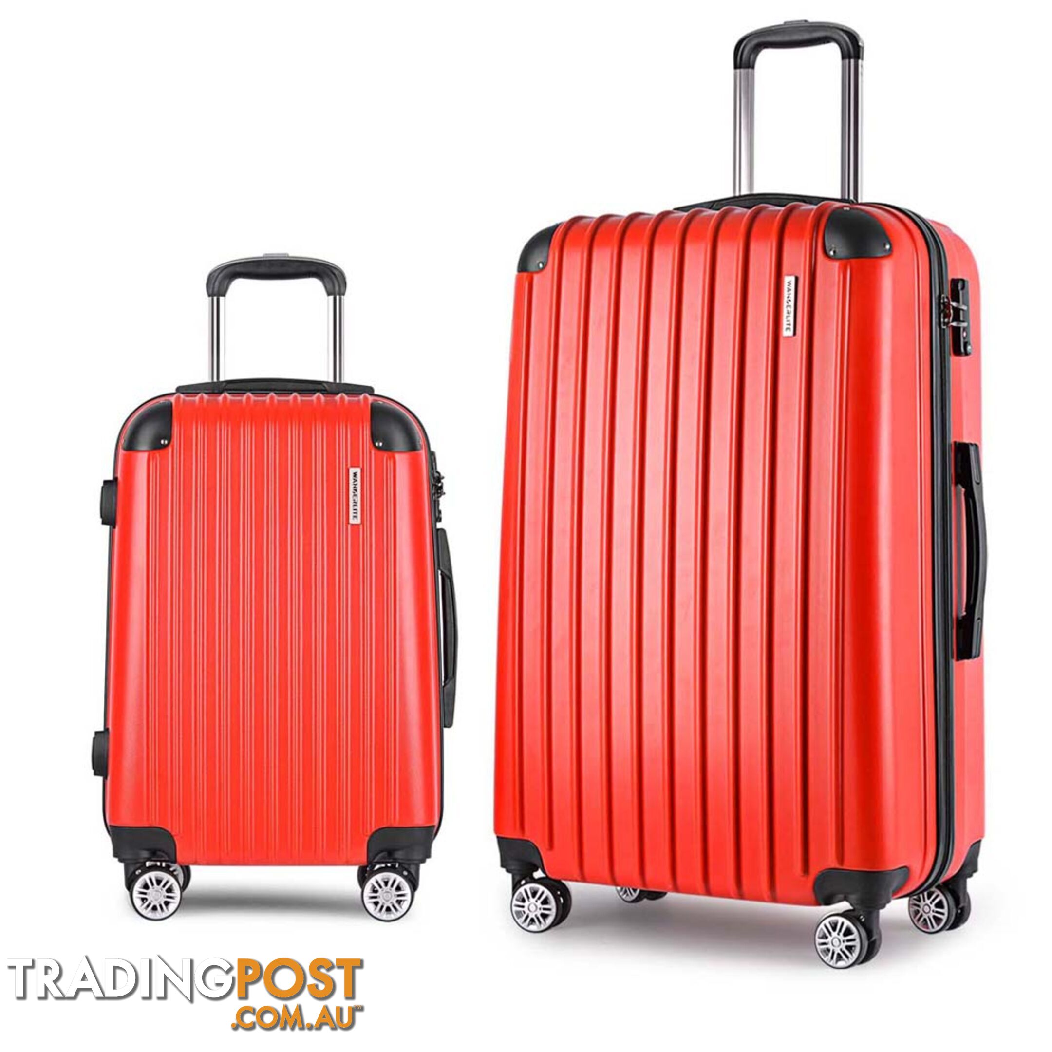 2PCS Luggage Set Hard Shell 4 Wheels Suitcase TSA Lock Travel Carry On Bag Red