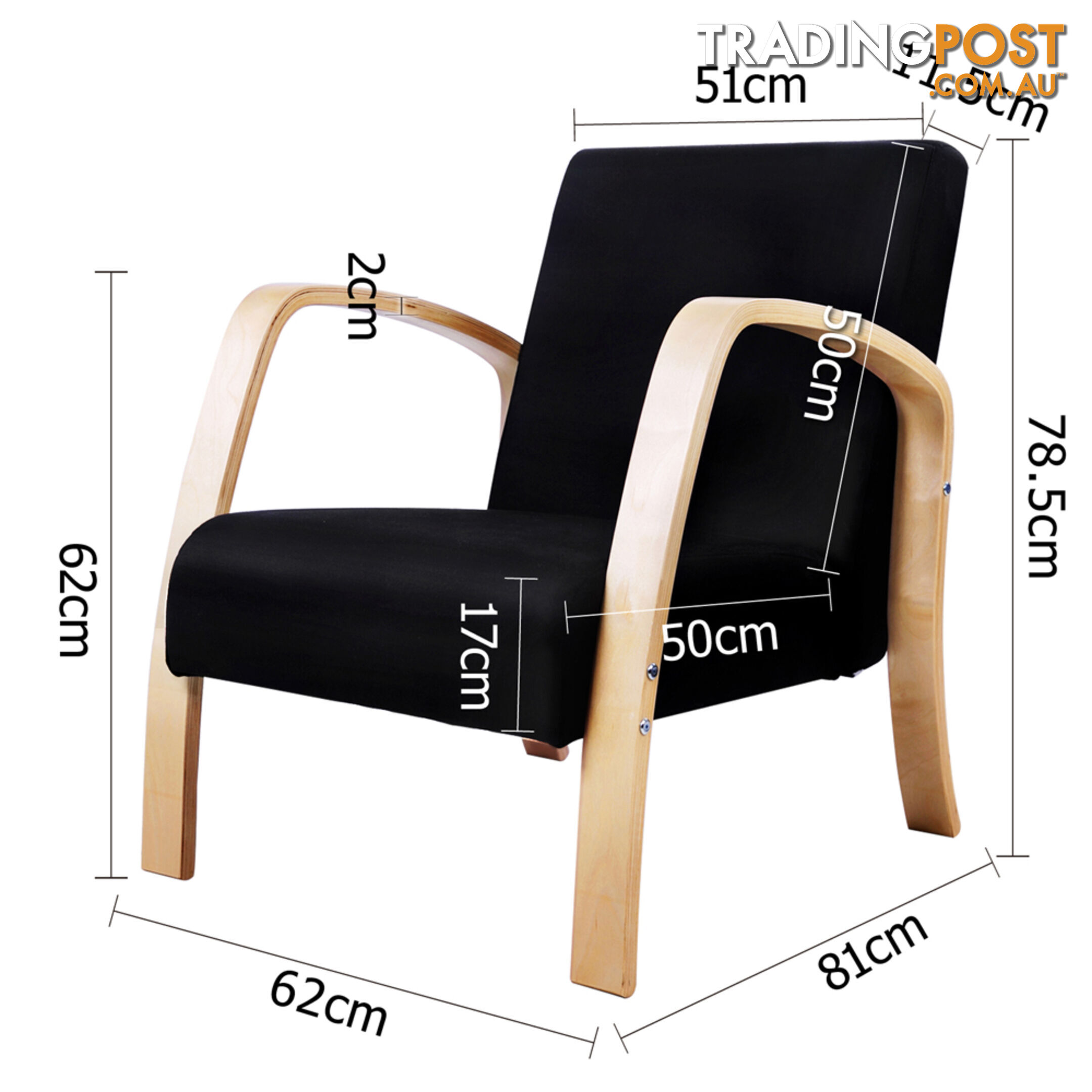 Birch Plywood Fabric Sofa Arm Chair Black