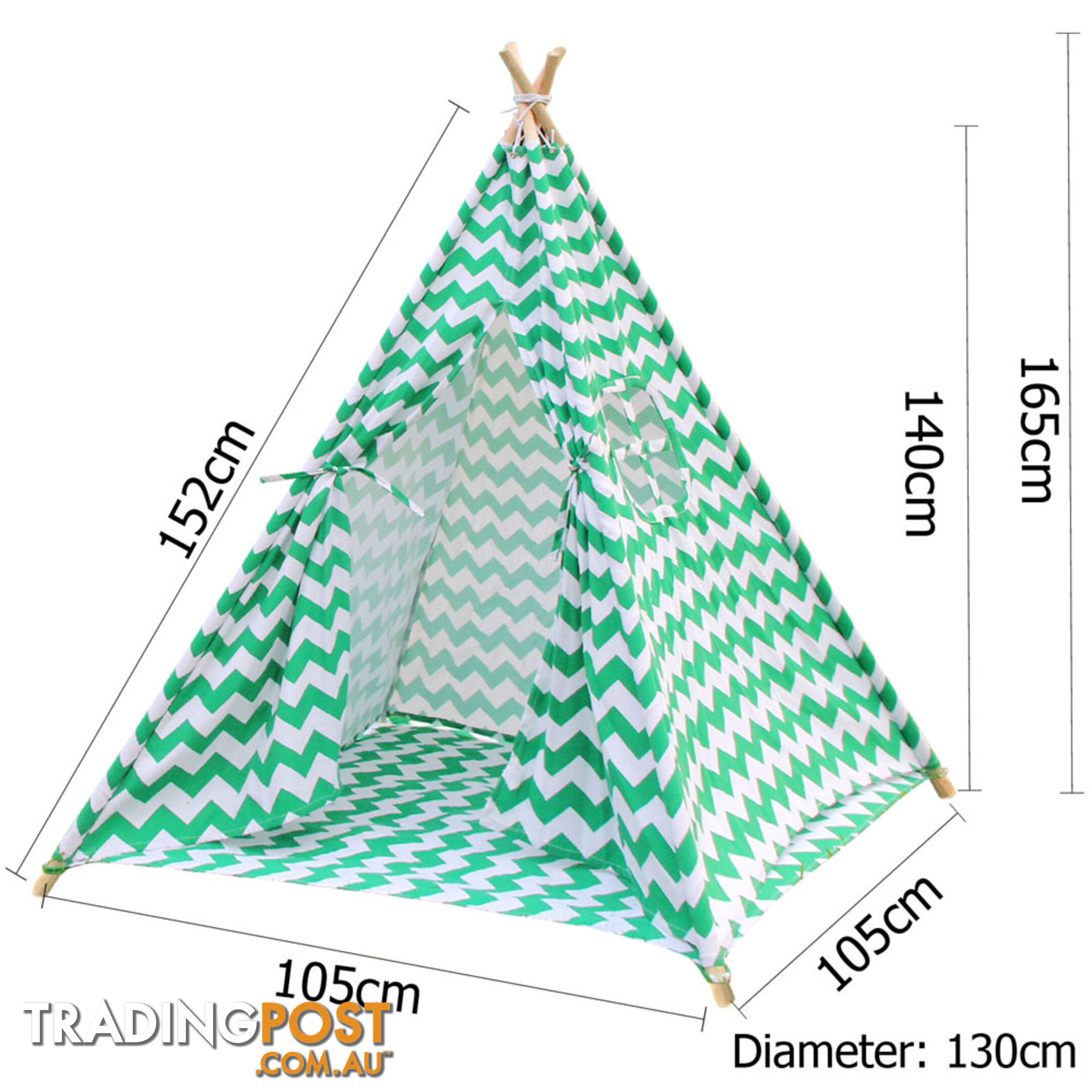 Kids Play Tent Canvas Teepee Pretend Playhouse Outdoor Indoor Tipi Green