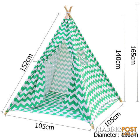 Kids Play Tent Canvas Teepee Pretend Playhouse Outdoor Indoor Tipi Green