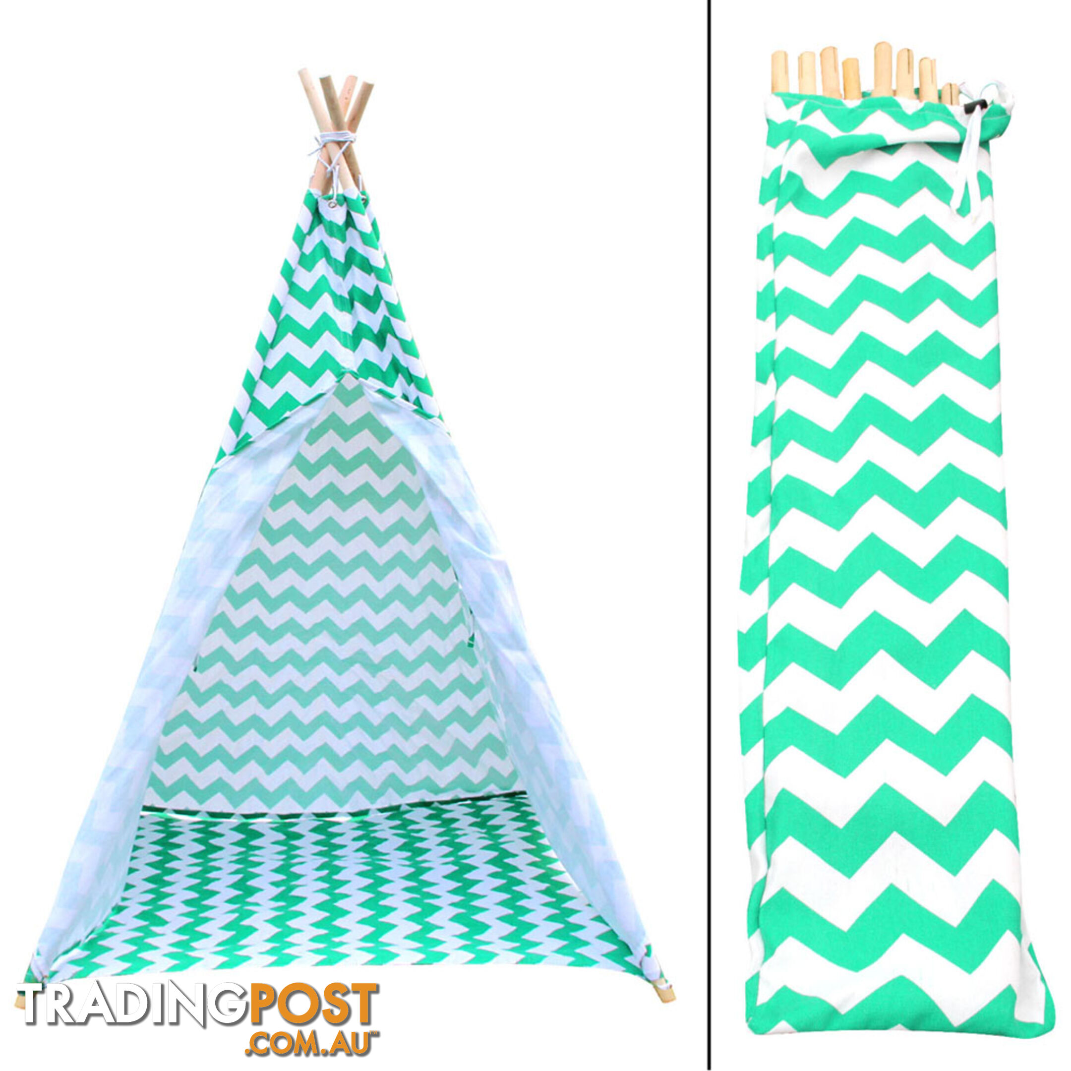 Kids Play Tent Canvas Teepee Pretend Playhouse Outdoor Indoor Tipi Green