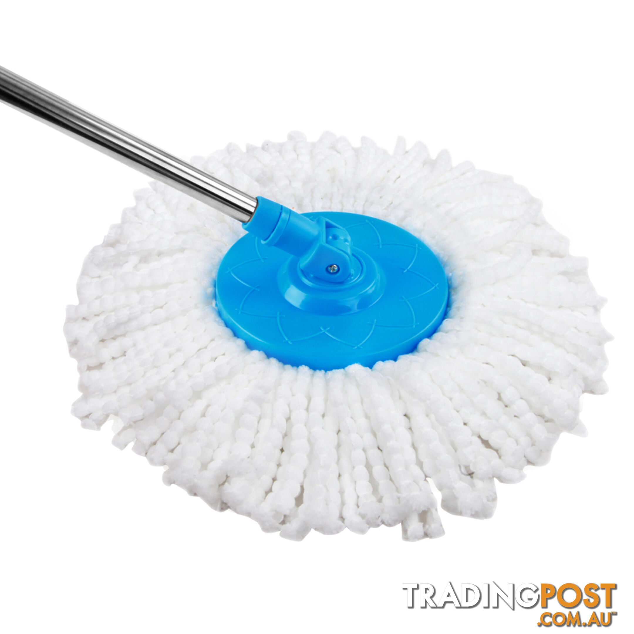 360 Degree Spinning Mop Stainless Steel Spin Dry Bucket w/ 2 Mop Heads Blue