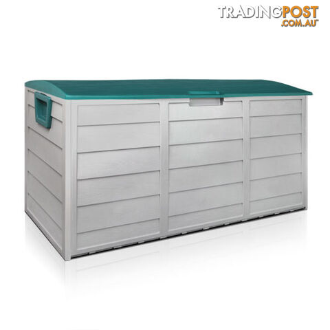 290L Plastic Outdoor Storage Box Container Weatherproof Grey Green