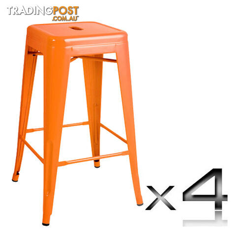 Set of 4 Replica Tolix Kitchen Bar Stool 66cm Orange