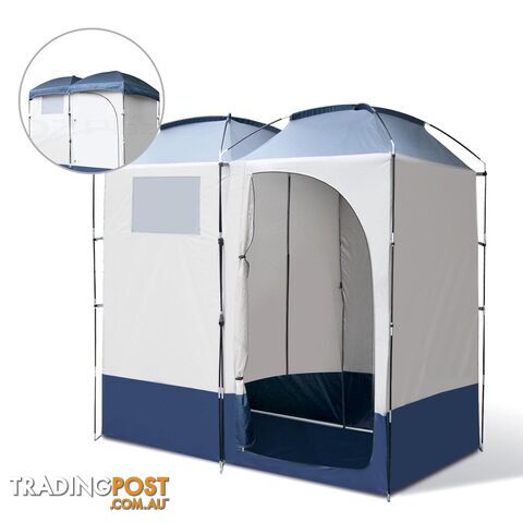 Double Camping Shower Toilet Tent Portable Outdoor Ensuite Change Room Shelter