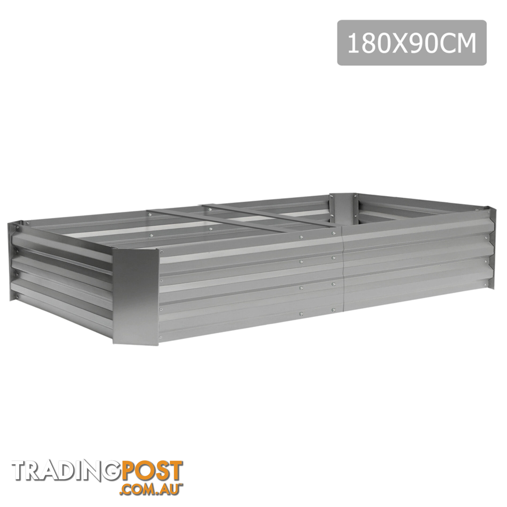 Galvanised Raised Garden Bed 180 x 90cm Aluminium White