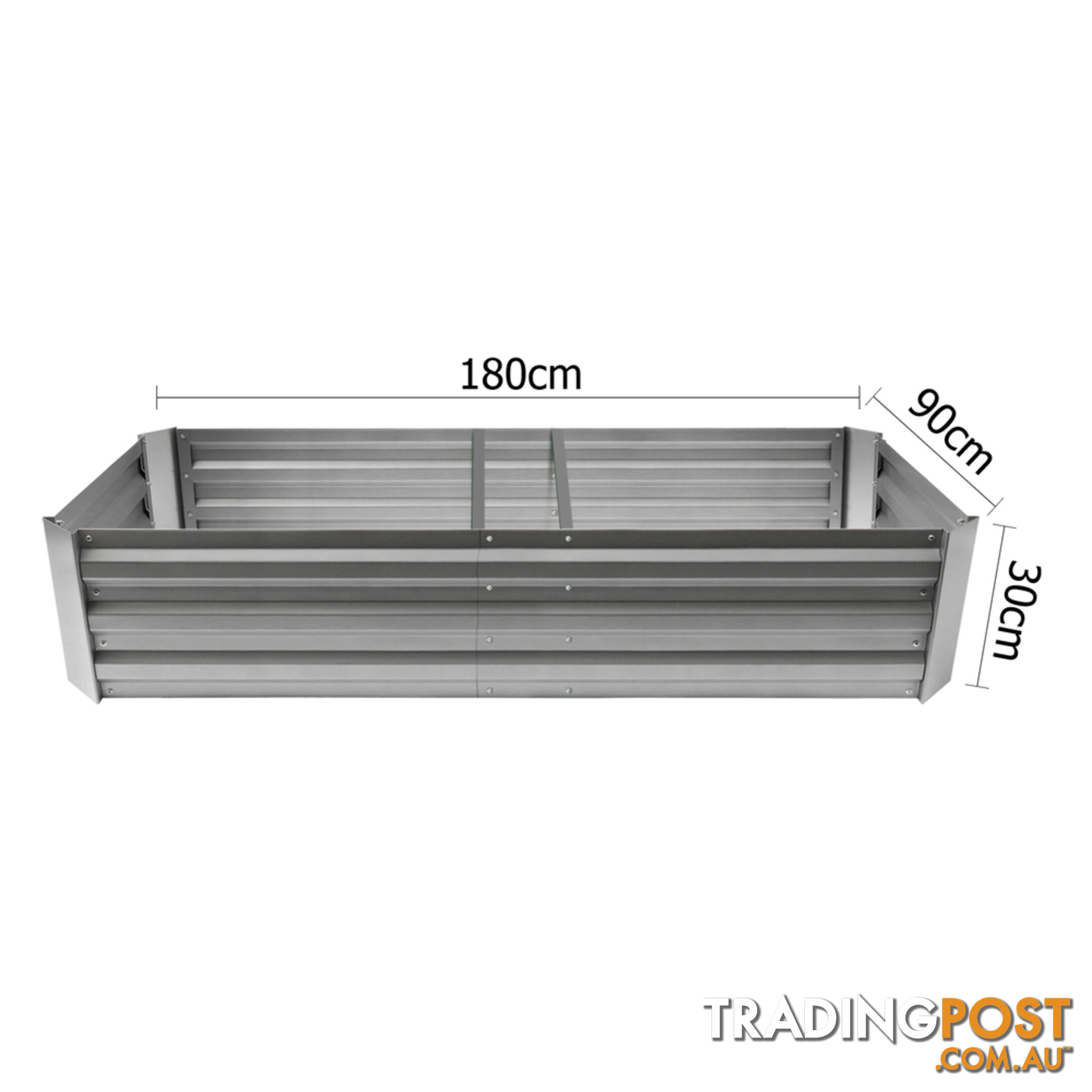 Galvanised Raised Garden Bed 180 x 90cm Aluminium White