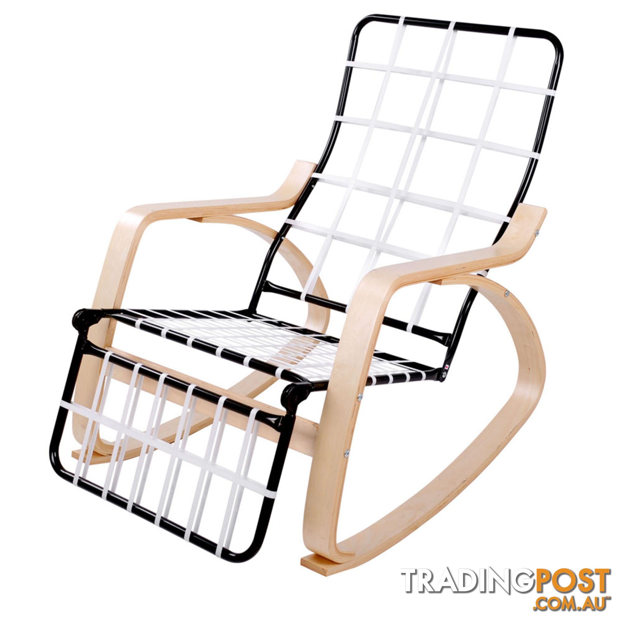 Birch Plywood Adjustable Rocking Lounge Arm Chair w/ Fabric Cushion Black