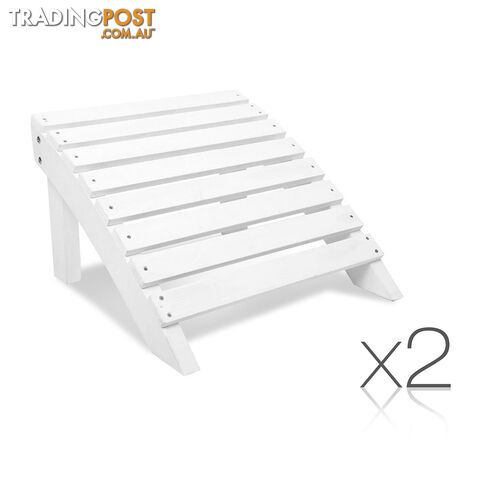 2 x Chair Footstool Adirondack Style Outdoor Garden Beach Footrest Ottoman White