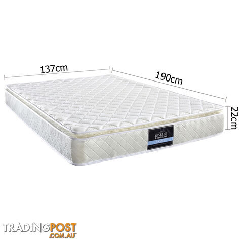 Premium Pillow Top Pocket Spring Mattress High Density Foam 22cm Double Size