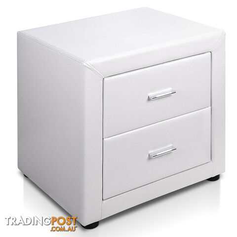 Deluxe White PU Leather 2 Drawers Cabinet