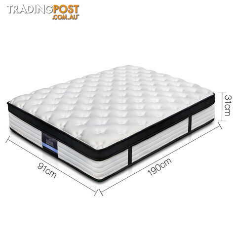 Single Size Euro Top Mattress High Density Foam 5 Zoned Pocket Spring