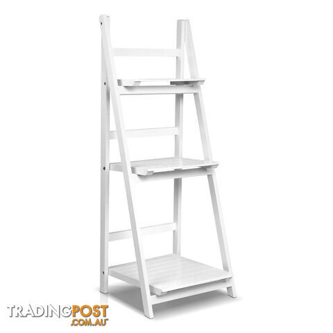 Wooden Ladder Book Shelves Display Shelving Storage 3Shelf Tier Stand Rack White