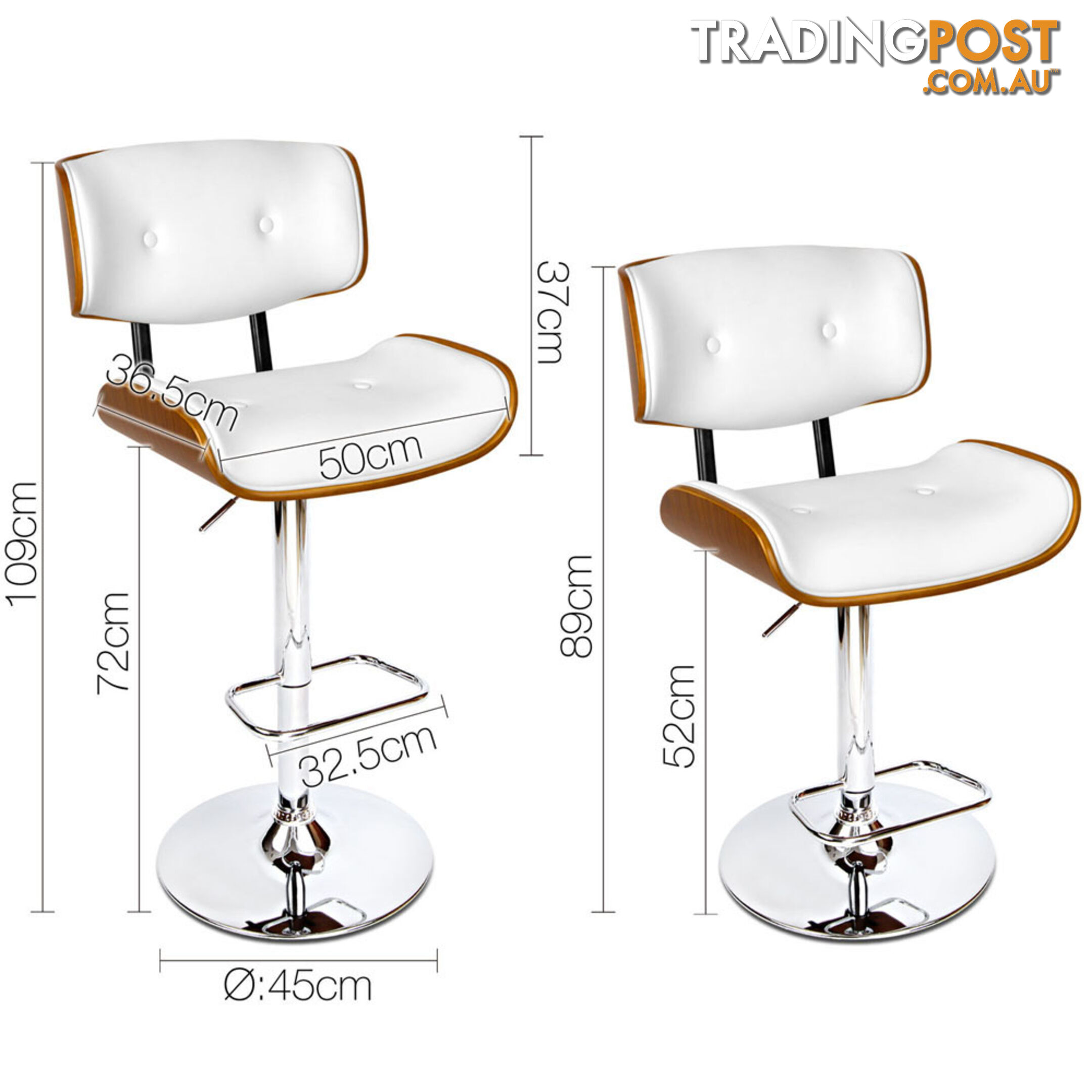 PU Leather Bar Stool with Chrome Base