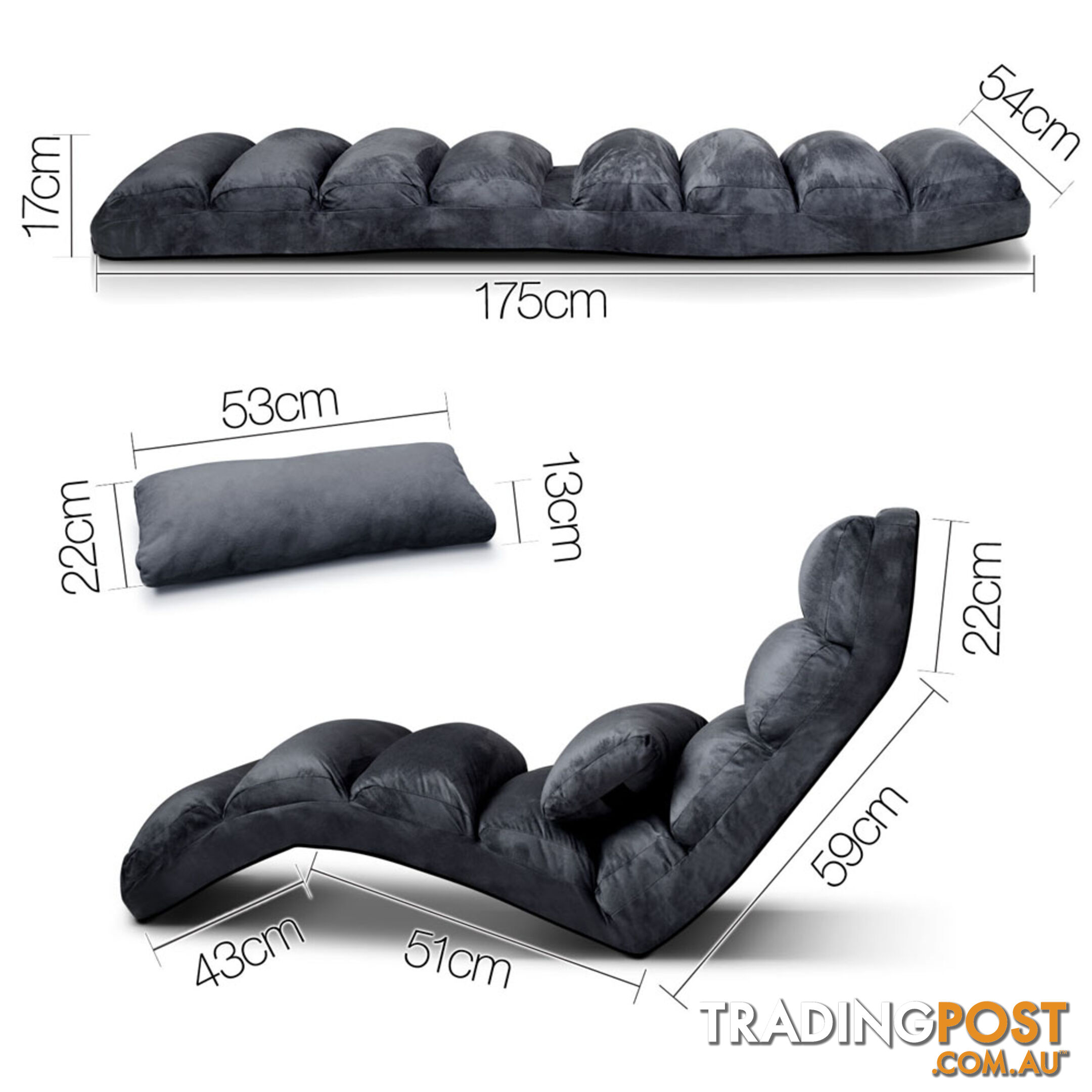 Lounge Sofa Chair - 75 Adjustable Angles _ Charcoal